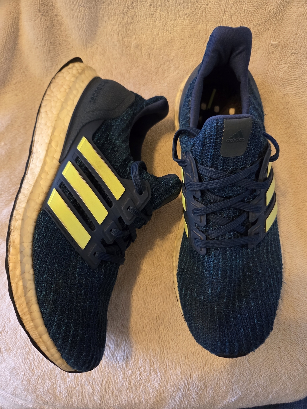 adidas Men Dark Turquoise Blue Sneakers with Yellow Accents - Picture 2 of 4